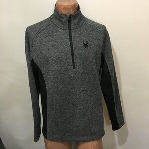 Spyder L Outbound Gray Black Fleece 1/4 Zip Pullover Sweater